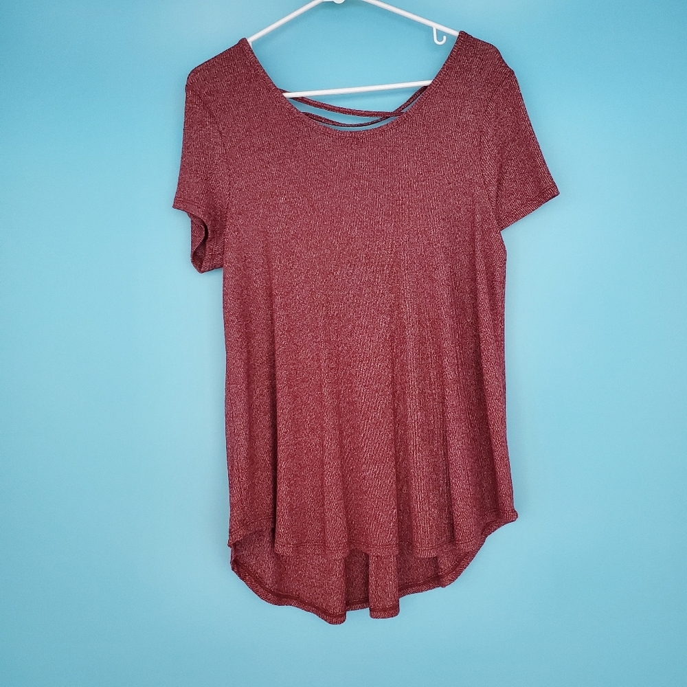 Pink Republic Blouse Size Large Knit Short Sleeve